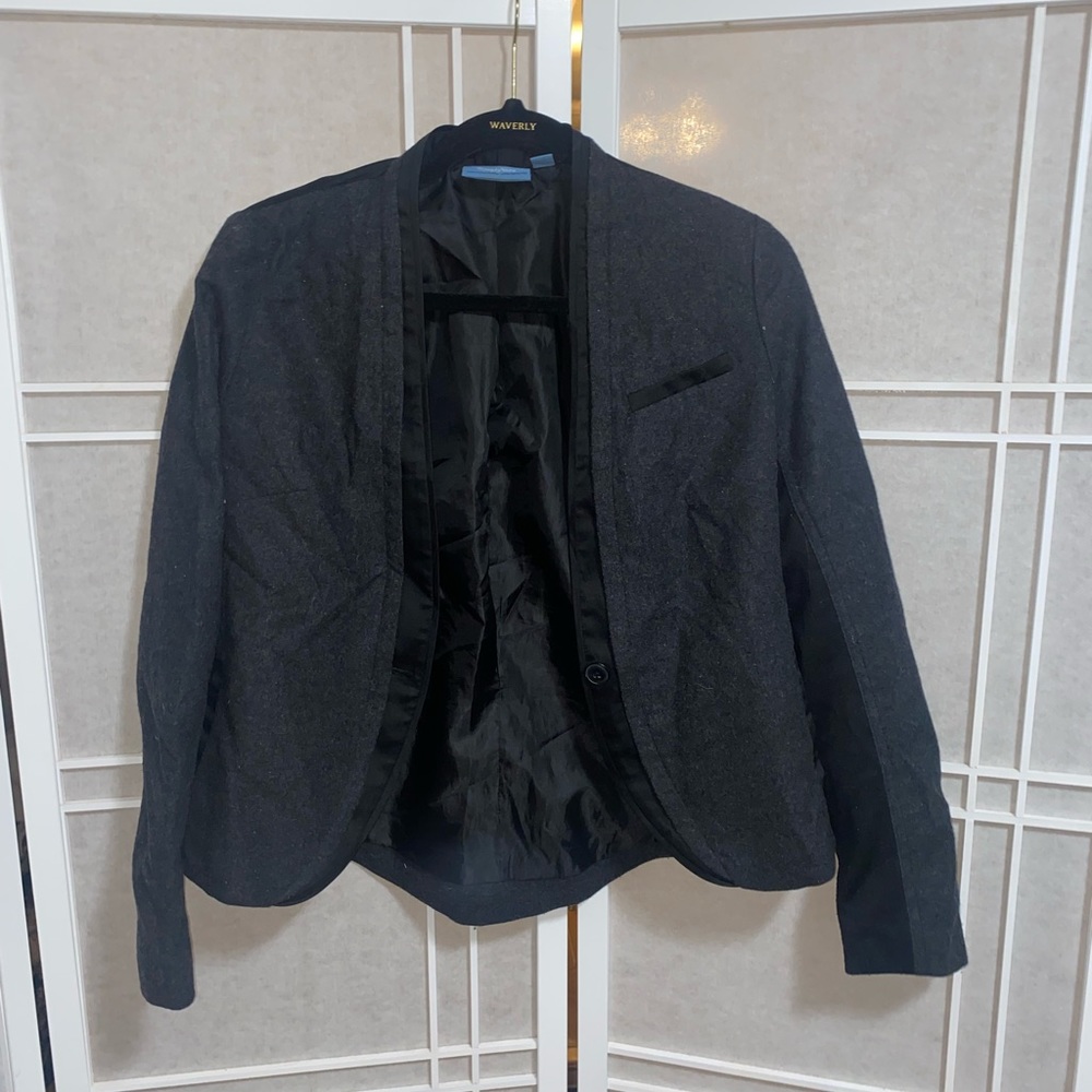 Vera Wang wool blazer black grey Petite S